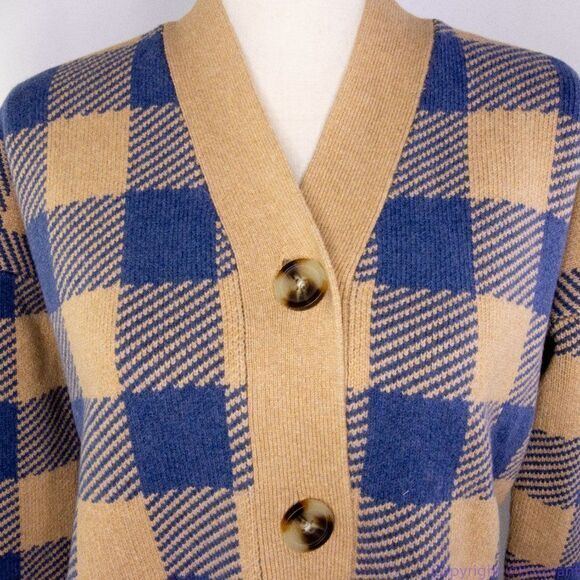 NWT Madewell Bayberry Cardigan Sweater in Buffalo Check, XL, Kim Kardashian - Picture 12 of 15